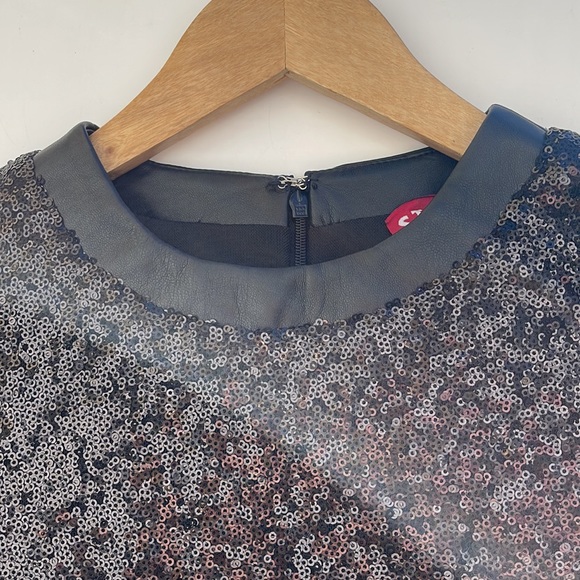 STAUD - Black Sequins Long Sleeve Mini Cut Out Dress - XS - Picture 9 of 15